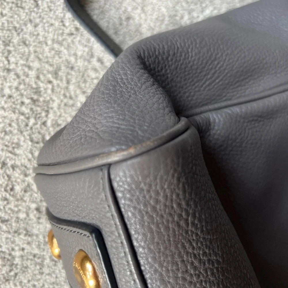 Marc By Marc Jacobs Gray Leather Satchel with Gold Hardware